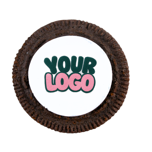 Custom printed Oreo biscuit with edible icing logo print