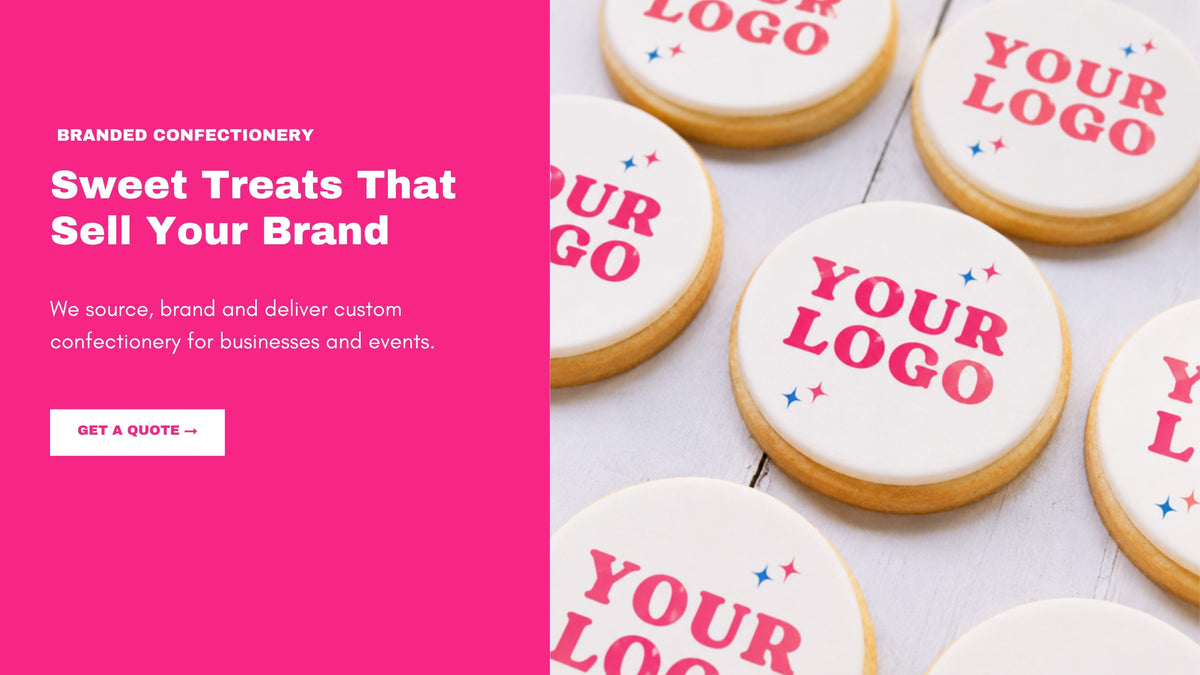 Custom logo printed biscuits, branded confectionery for businesses by Sweet Yourself